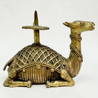Porte-bougie chameau bronze Dhokra. Art tribal de Bastar