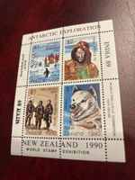 Briefmarkenblock Indien Antarktis Explor. 1990 Neuseeland