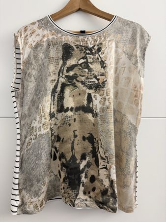 Marc Cain Top mit Leopardenmuster & Streifen Gr. N5 Sommer
