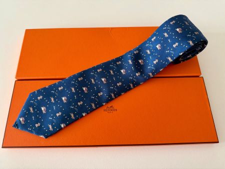 Cravate HERMES-Paris „Dog & Bone“ - avec box original