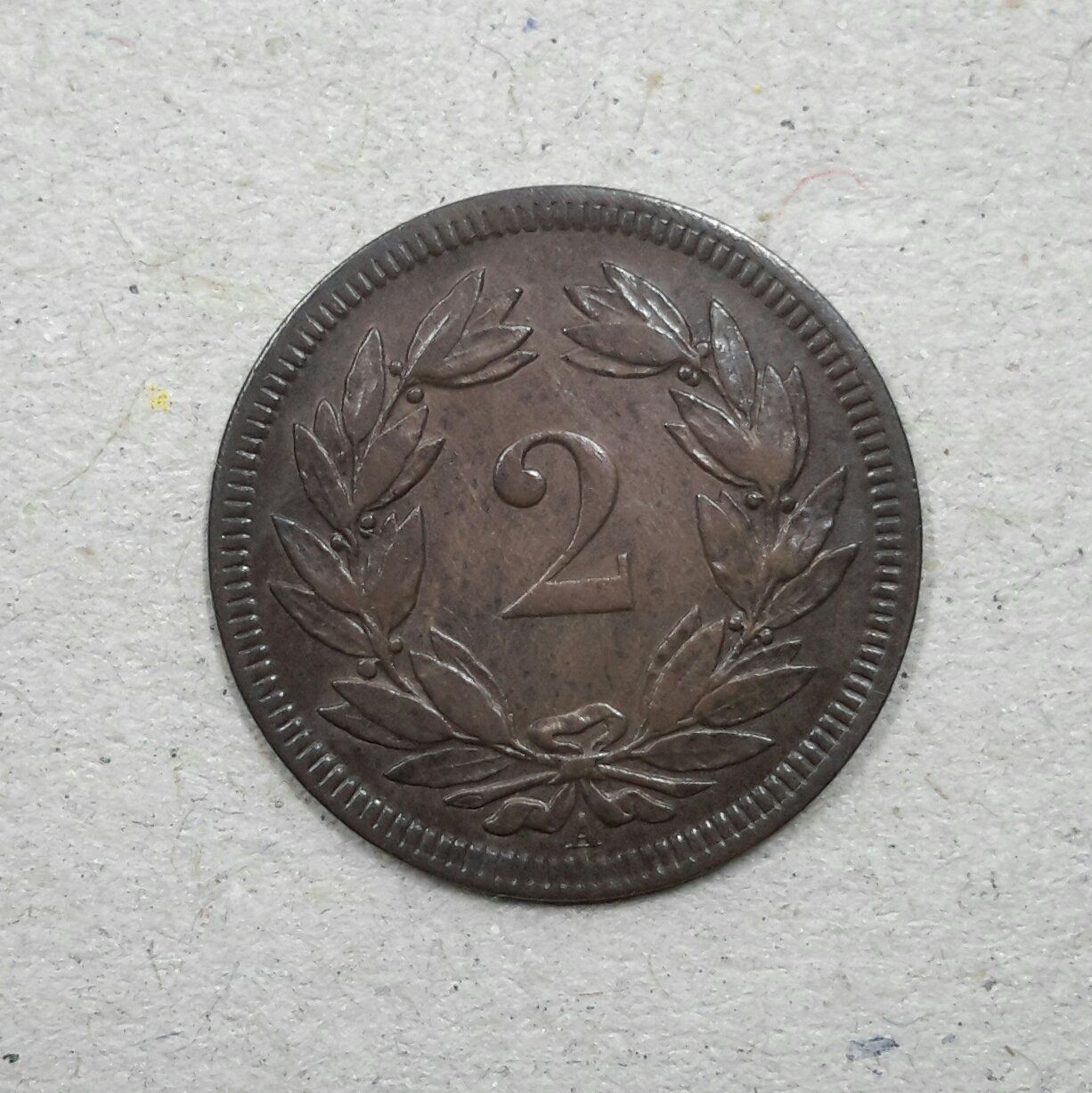Tutti le monete: 2 Rappen , 1851 , Bronze . – Usato da Burgdorf venduto da Olli.34 1