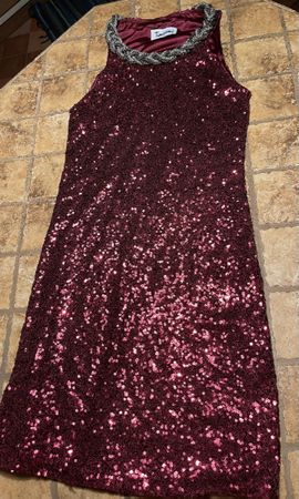 Abito bordeaux con paillettes, marca Timiani,tg S/M-nuovo