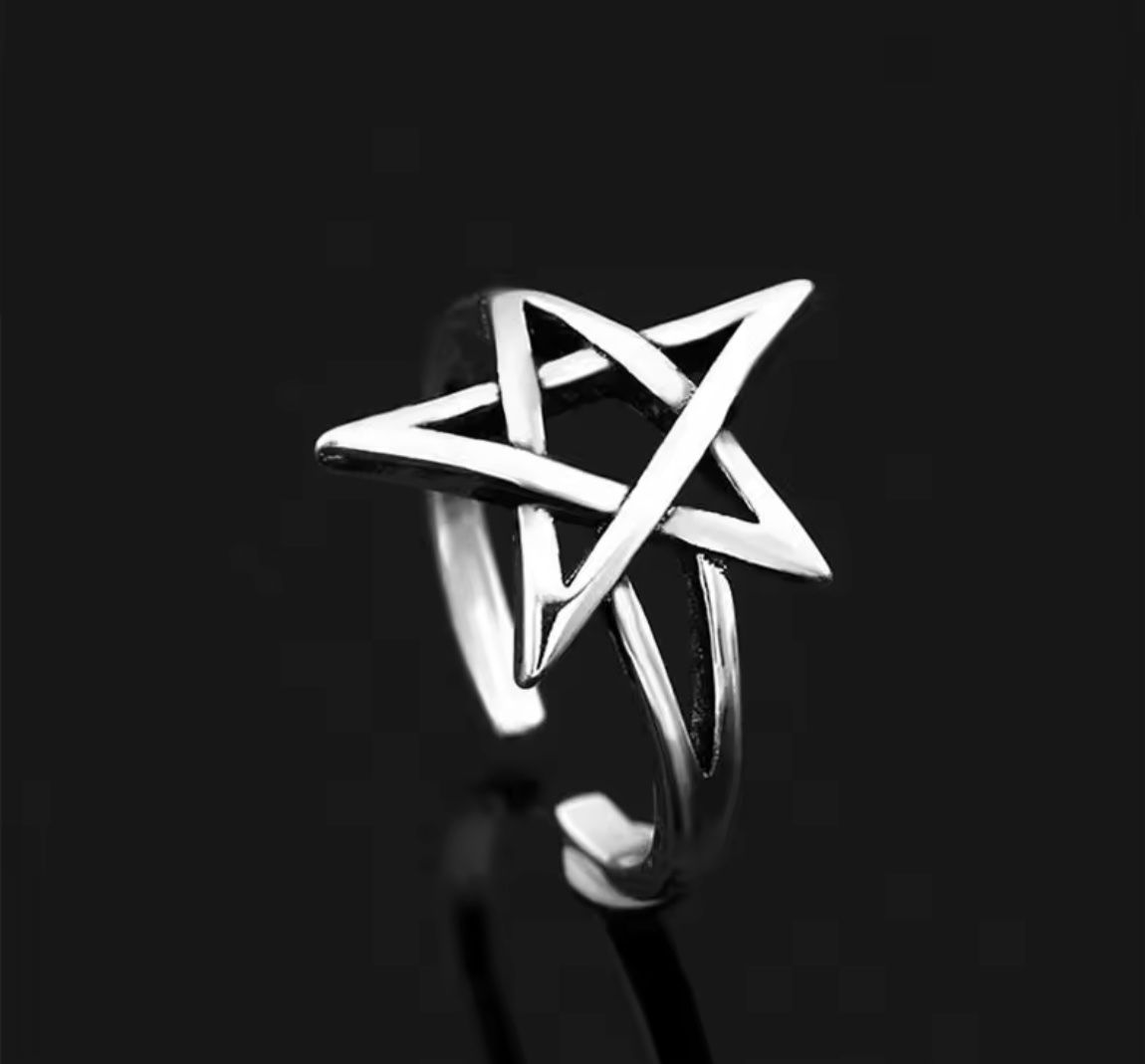 Anelli: Ring mit Pentagramm (verstellbar, one Size) – Nuovo e nell'imballaggio originale da Gams venduto da Mariawicca 1