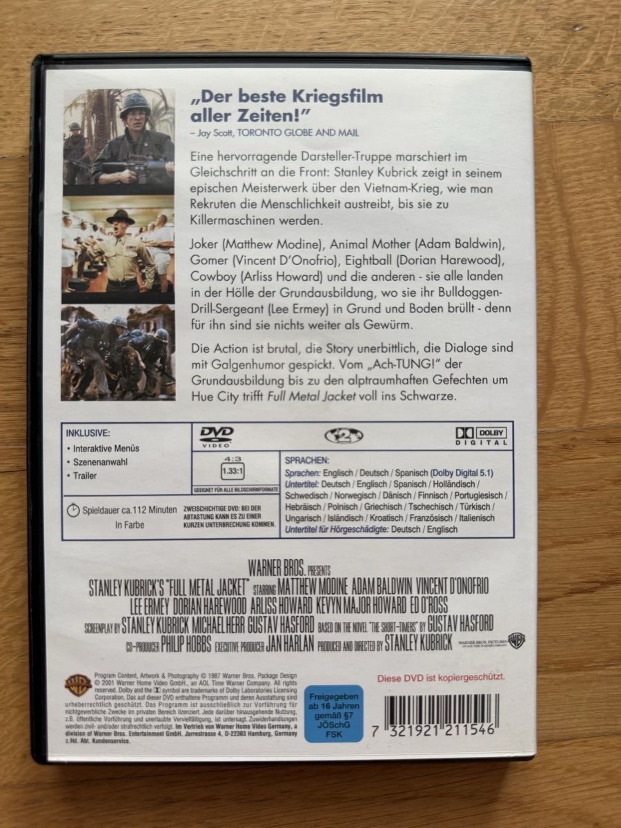 Tutti i DVDs: Full Metal Jacket (1987) - DVD – Usato da Kölliken venduto da nerdorado 1