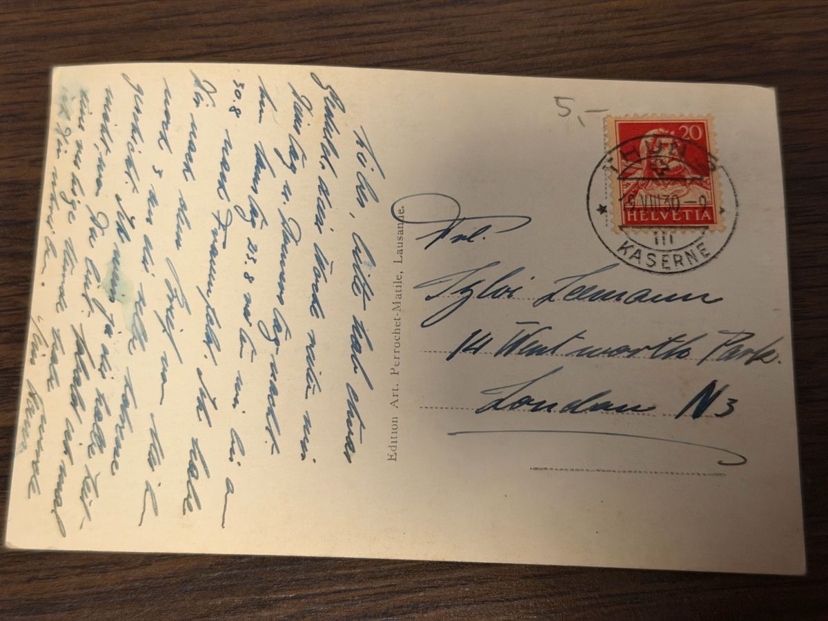 Cartoline postali: Antique Swiss Postcard: Thun Castle & Mountains, 1908 – Usato da BADEN venduto da Sprinz 1