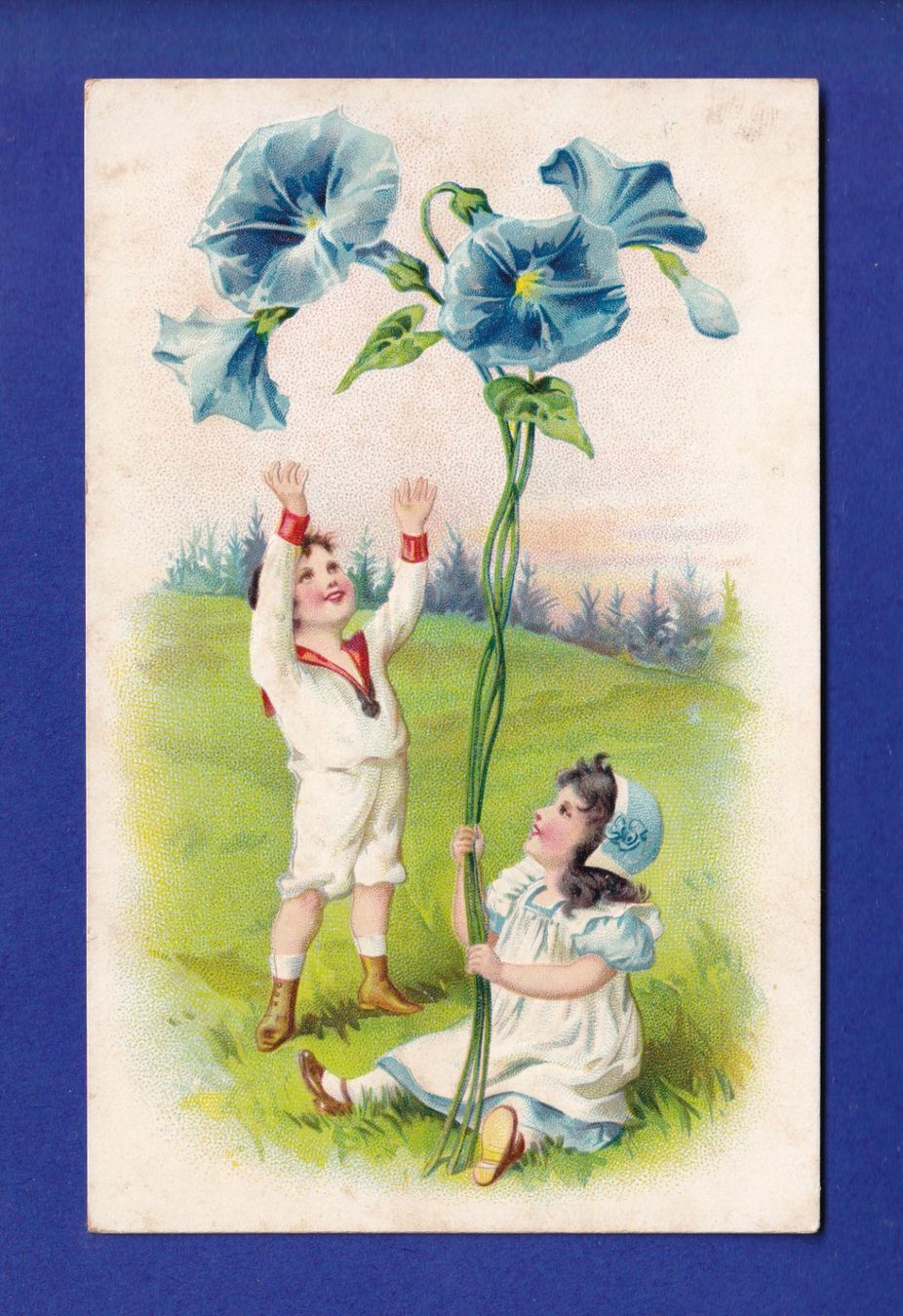 Cartoline postali: ENFANT - Fleurs géantes – Usato da Pully venduto da nicecards-shop