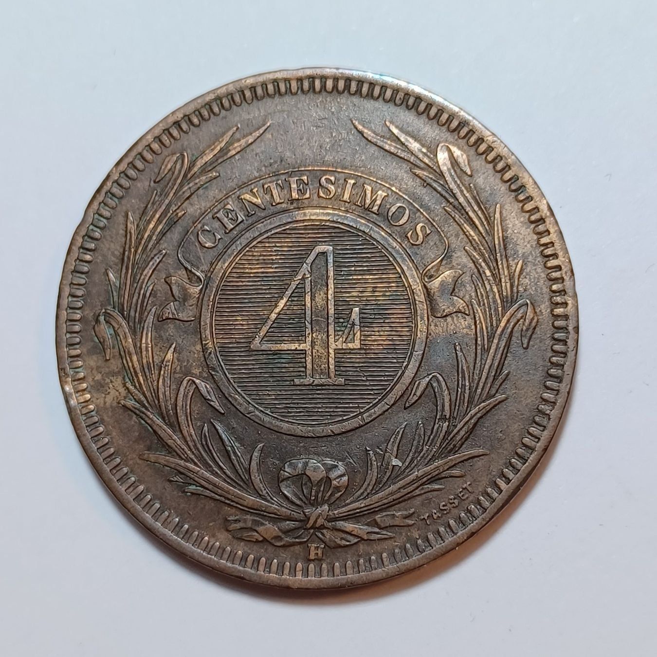 Tutti le monete: 4 Centésimos 1869 Uruguay – Usato da Pfäffikon ZH venduto da Welt_Muenzen 1