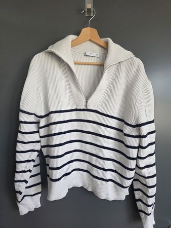 Pullover MNG gestreift mit Reissverschluss Grösse L