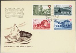 1948: Pro Patria Serie auf illustriertem Bundesfeier Brief