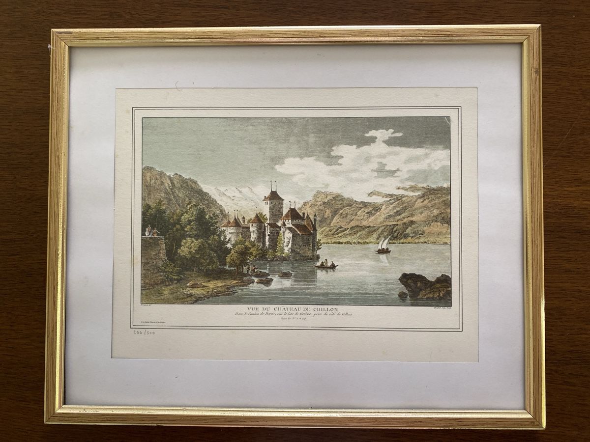 Grafica & Litografie: Chillon Schloss Lithographie, gerahmt - Wunderschöne Ansicht – Nuovo (secondo la descrizione) da Illnau venduto da Sniwi67