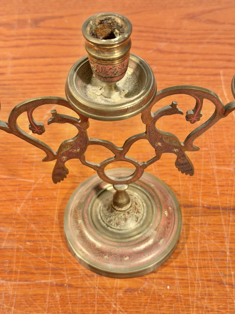 Portacandele: Vintage candlestick "Peacock" cut work design brass – Usato da Lausanne venduto da vas_cdb2 3