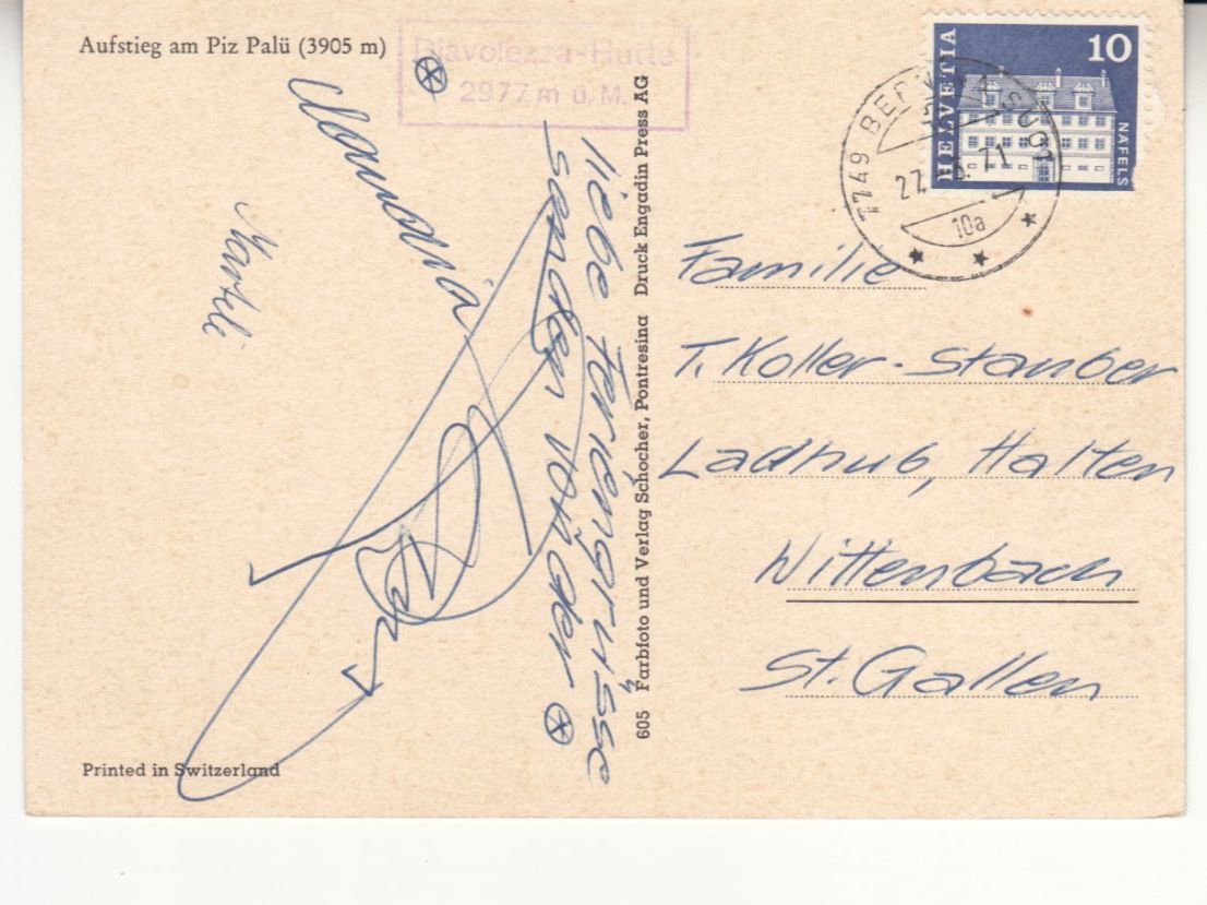 Cartoline postali: Piz Palü 1971 – Usato da Bürglen TG venduto da StampGraf 1