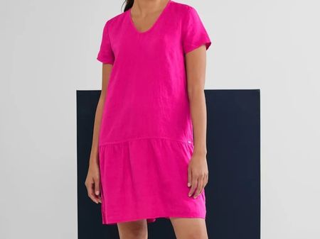 Street One Sommerkleid Tunika Rock Kleid 42 XL Pink Leinen