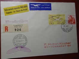 28.IV.49., V0LO POSTALE SPECIALE PRO AERO, LUGANO- LA CHAUX