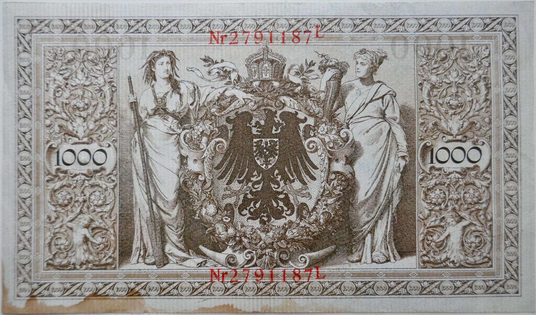 Banconote: Reichsbanknote 1000 Mark 21. April 1910 – Usato da Möhlin venduto da PHILABARTIS 1