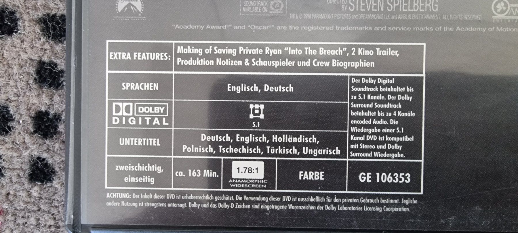 Tutti i DVDs: DVD Der Soldat James Ryan 2 Disc Set – Usato da Oetwil am See venduto da fineli2 1