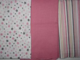 Baumwollstoffe rosa/weiss 3 Reststücke!