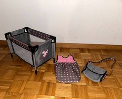 Puppenbett, Puppenschlafsack und Tasche wie neu