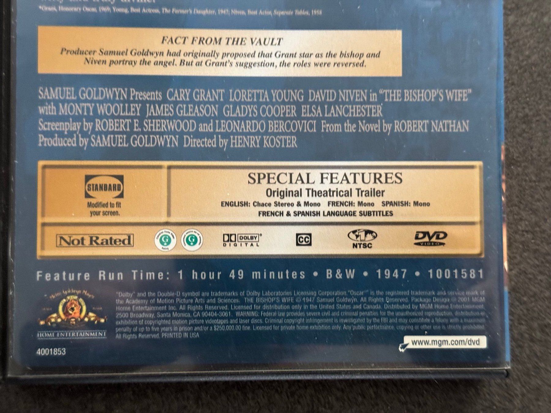 Alle DVDs: The Bishop's Wife DVD Cary Grant Loretta Young Ländercode 1! – Gebraucht aus Fribourg von tschjoly 3
