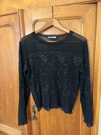 Bianca Schwarzes Top - Nylon, durchsichtig Glitzer