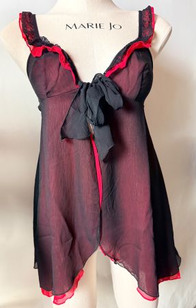 DARJEELING, Babydoll, Grösse 40, Farbe Schwarz/Rot