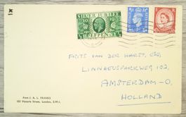 TR69 Enveloppe + Timbre England 1955 to Holland