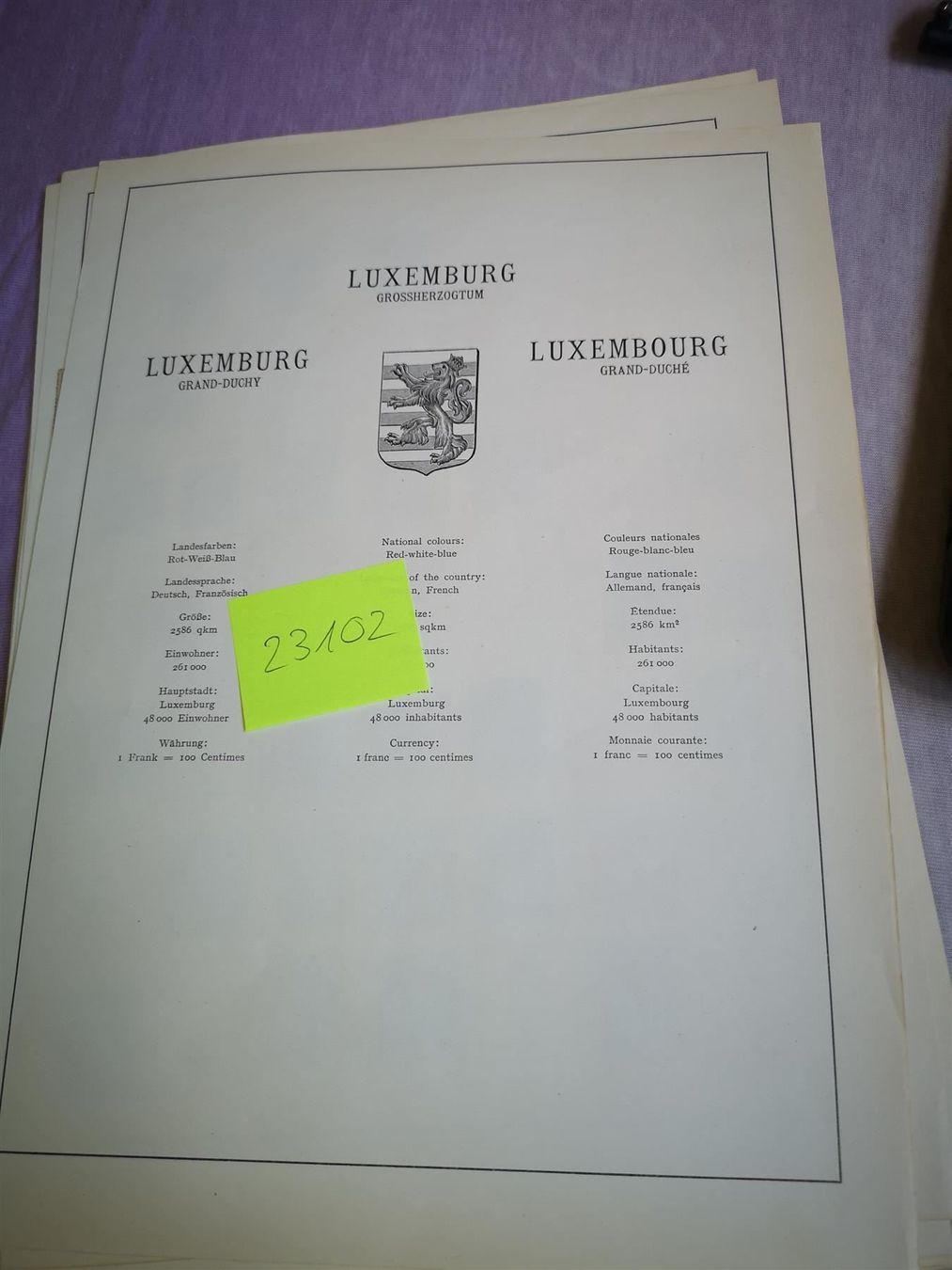 Album: Luxemburg Briefmarken – Usato da Schaffhausen venduto da Leveron13 1