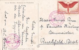 Zeppelin Schweiz-Fahrt Bern - Basel 1930 auf AK Wohlensee