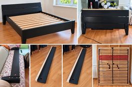Bett 140 × 200 cm inkl. Flexa Plus Lattenrost  Schwarz