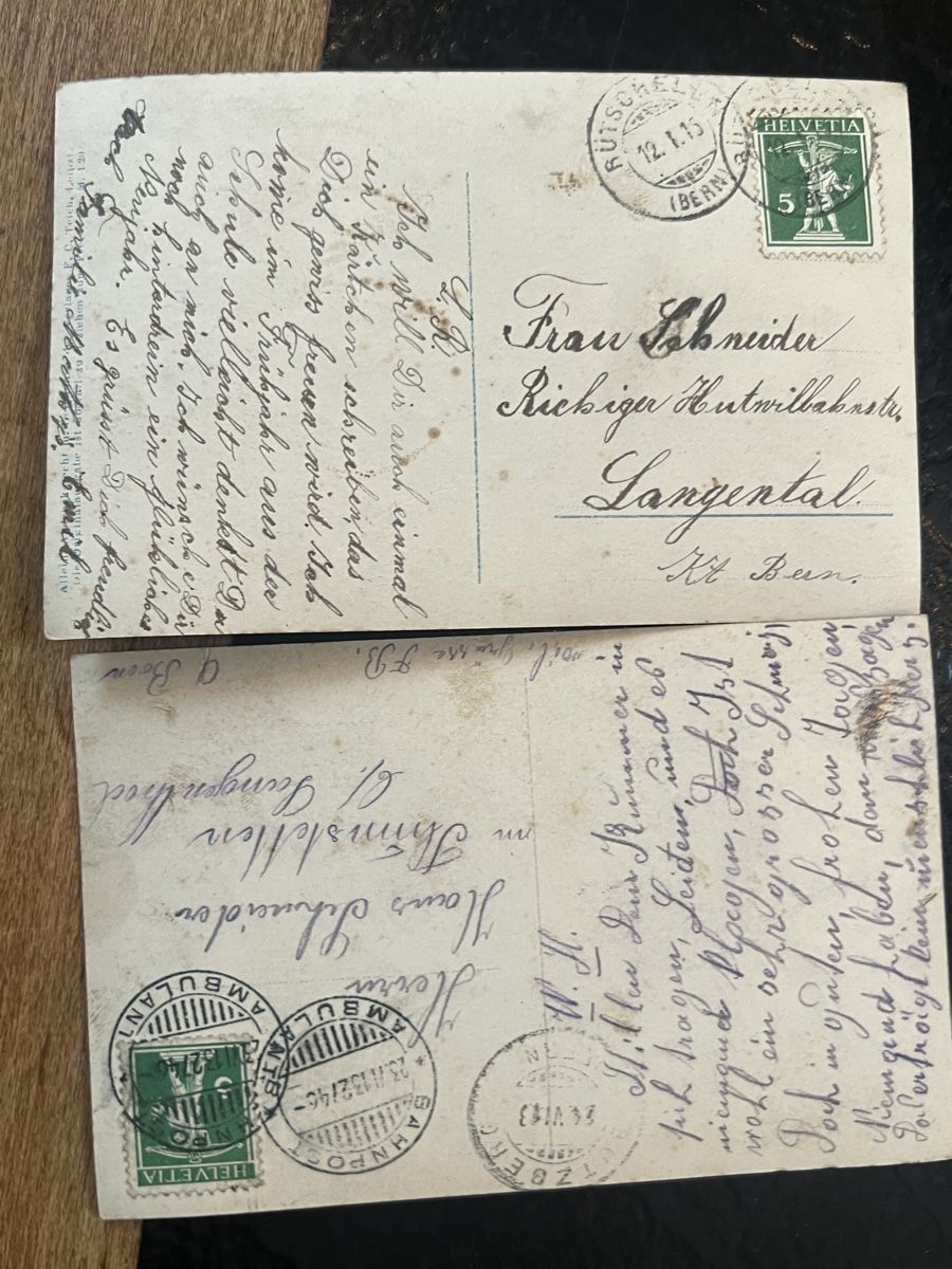 Alle Briefmarken: 6 alte Ansichtskarten Schweiz belleepoque liebe – Gebraucht aus Laufen von Belezza 5