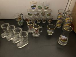 Diverse Schnapsglas-Sammlung Schweiz-Souvenir, 28 Stück