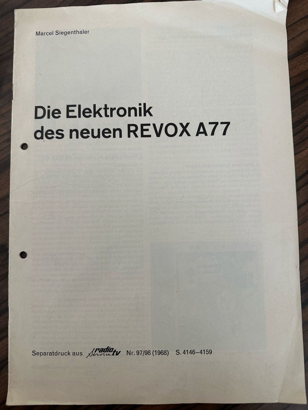 Revox Documenti: Revox A77 Bericht/Prospekt – Usato da Appenzell venduto da 1xRichtig