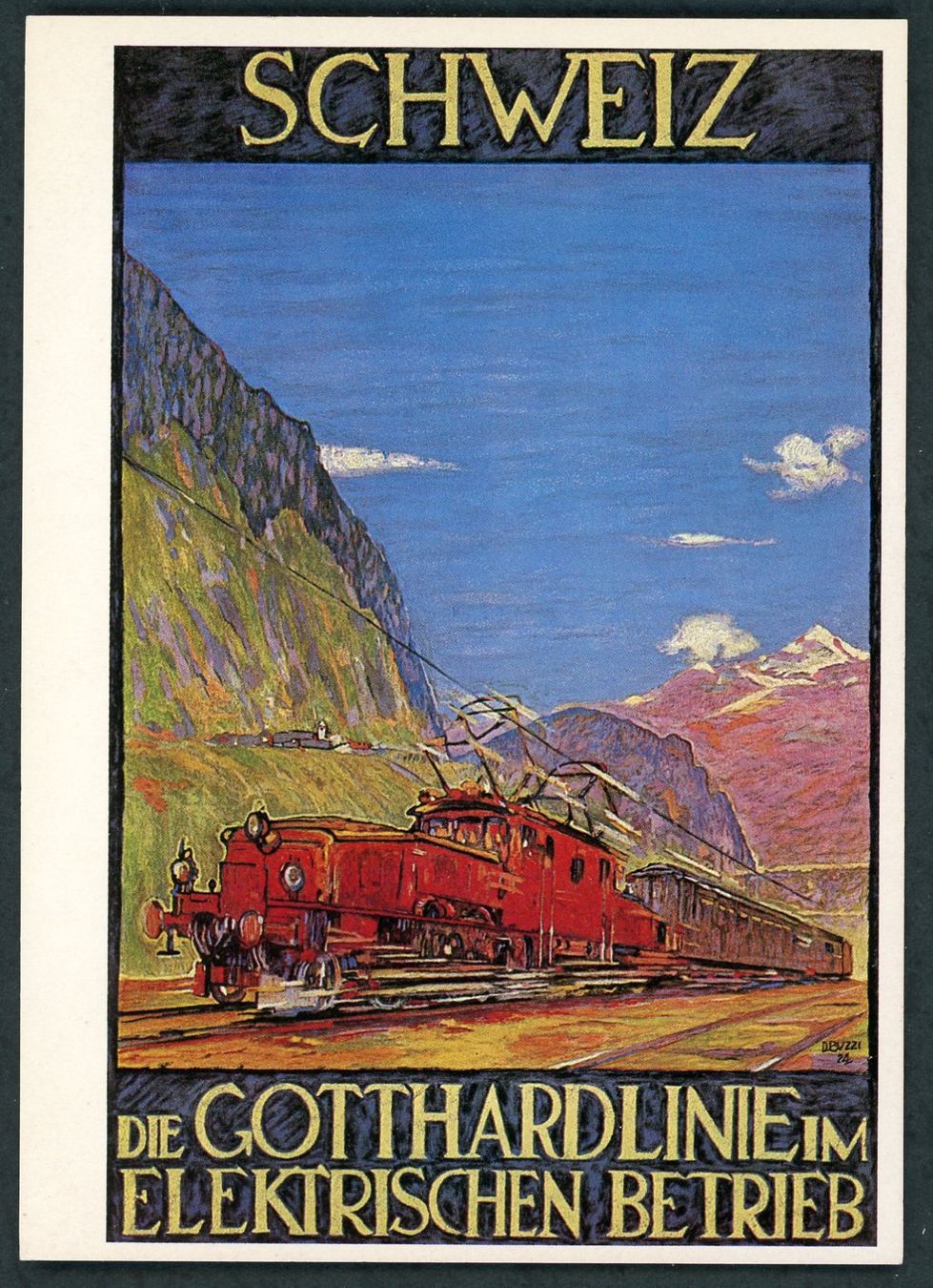 Ansichtskarten: Plakat für Gotthard-Bahn SBB, 1924 – Gebraucht aus Opfikon von webstar30