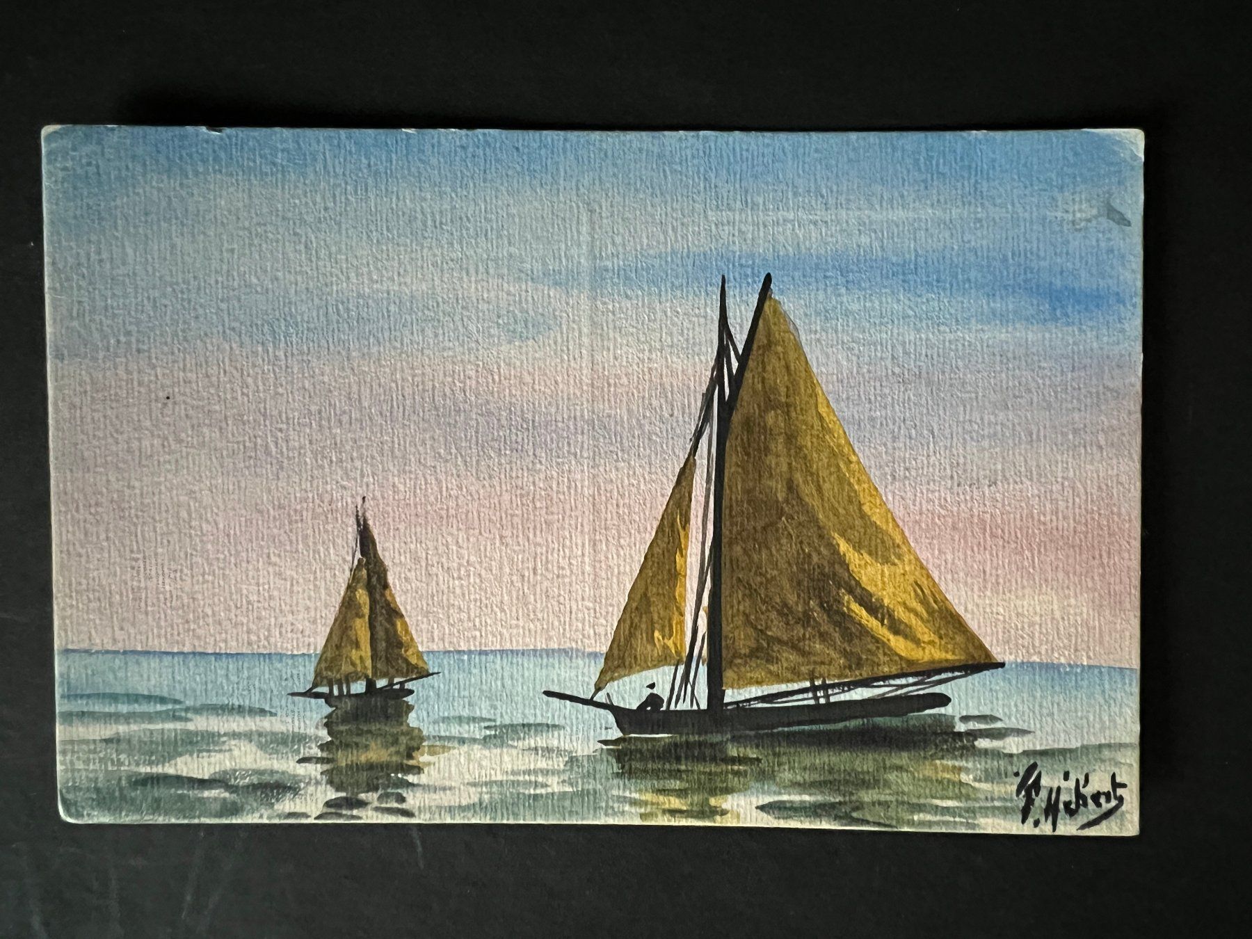 Cartoline postali: PostkarteSegelboot Gemälde  1915 (P113) – Usato da Hinwil venduto da Sidi4