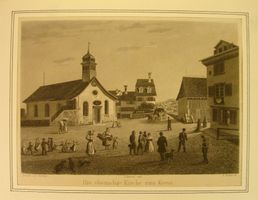 ZÜRICH KREUZPLATZ, STAHLSTICH 1888