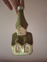 neu: Sujet Weihnachtsbaumkugel Kirche Glas gold grün