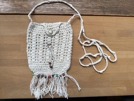 Handmade Boho Crochet Bag w/ Beads & Fringe - Summer Festiva