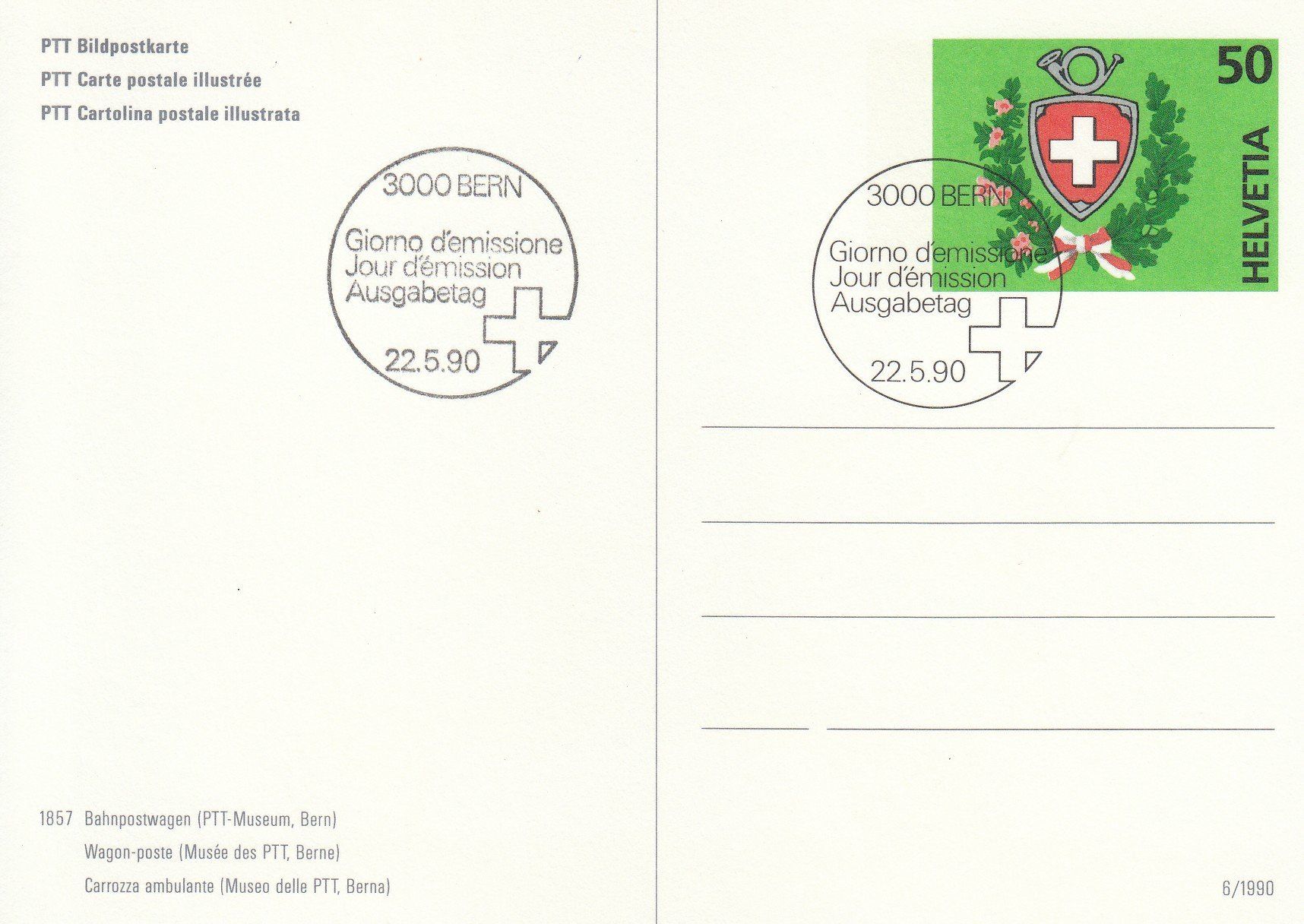 Cartoline postali: 3 PTT Bildpostkarten ET 22.5.1990 – Usato da Spreitenbach venduto da Mustang_1105 3