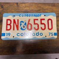 🇺🇸 1975 Vintage Autoschild, Colorado BN 6550 - ORIGNAL!