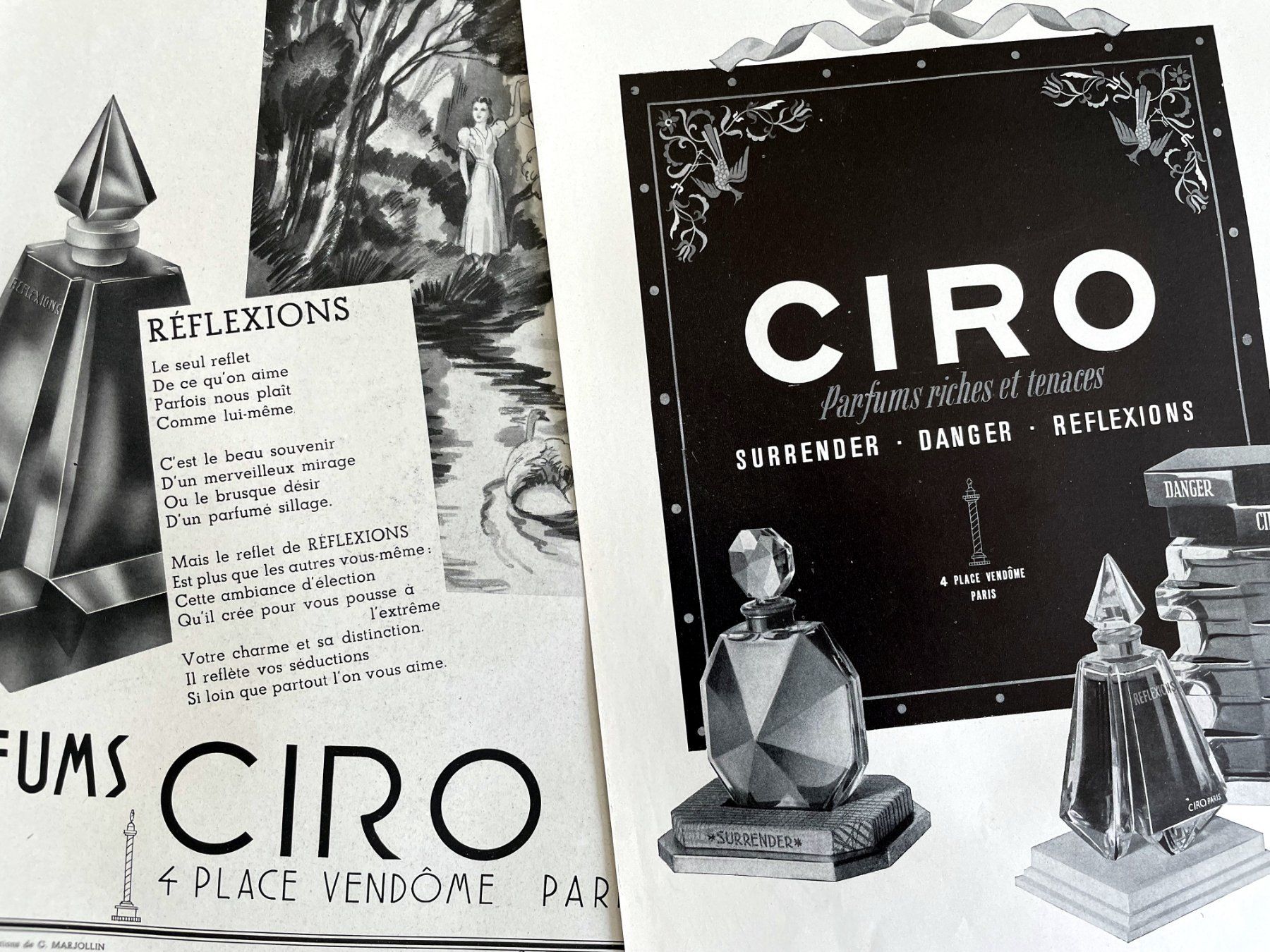 Poster & Bilder: CiroParfum - 2 alte Werbungen / Publicités 1941/48 – Gebraucht aus Savagnier von Ne2065