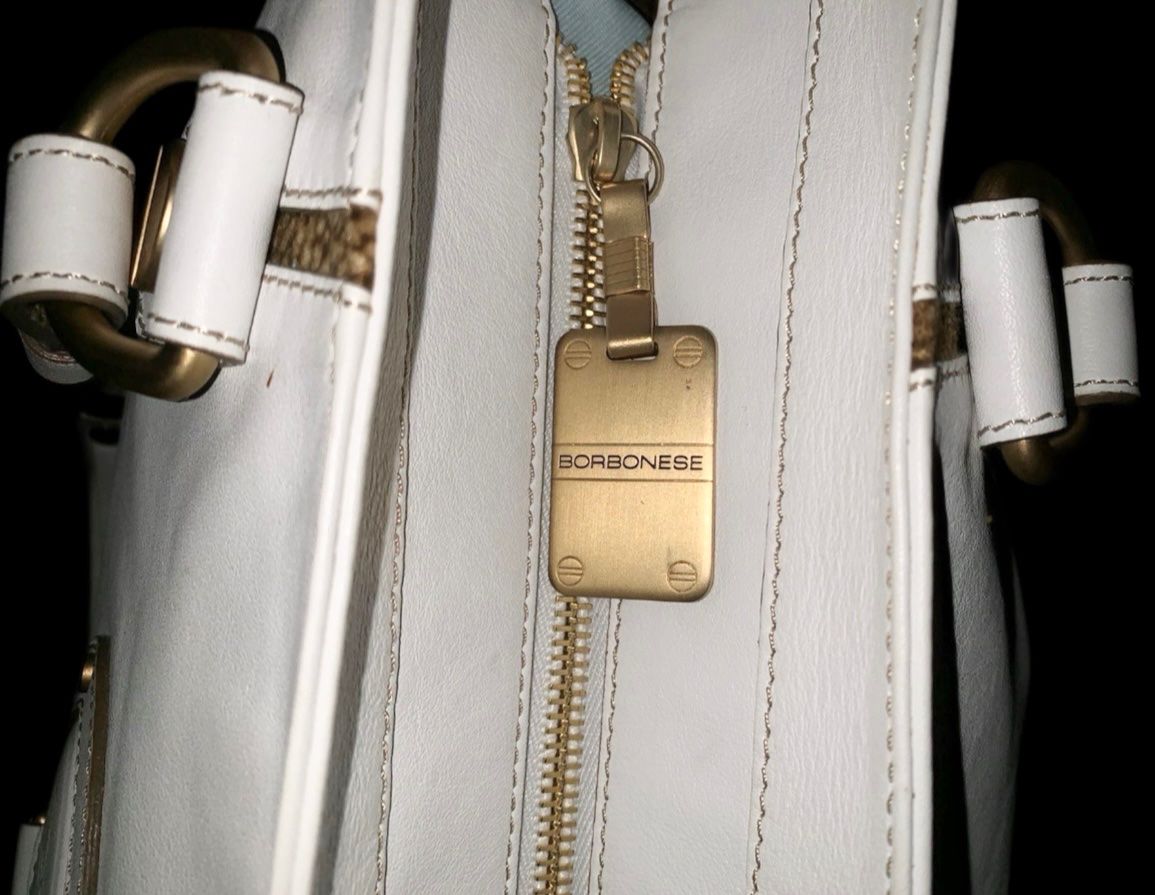 Borbonese Taschen für Damen: Luxury patented Shopper Borbonese white leather – Gebraucht aus Chur von bal_xs69 8