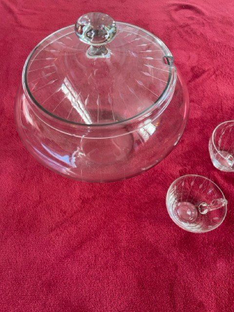 Set di piatti: Vintage Glas Bowle Set | Schüssel + 11 Gläser – Usato da Bern venduto da Backyards 1