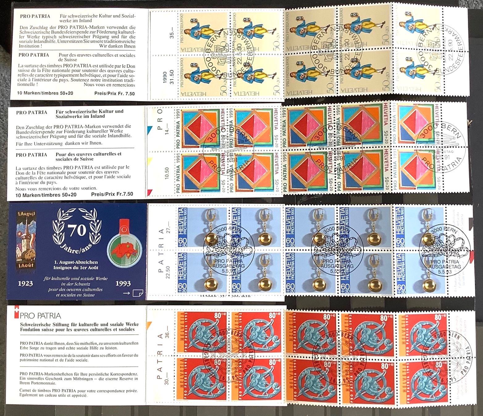 Tutti i francobolli: 1990 - 91 - 93 - 95 - Pro Patria Markenheftchen ET – Nuovo (secondo la descrizione) da Liestal venduto da Skunk02