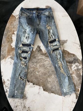 Jeans Destroyed Look Blue Used Look Size M