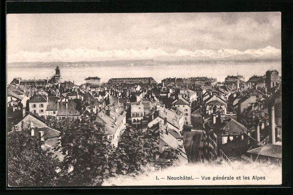 Cartes postales: Neuchâtel, Vue générale et les Alpes – D'occasion à Berlin par bartko-reher