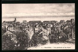Neuchâtel, Vue générale et les Alpes