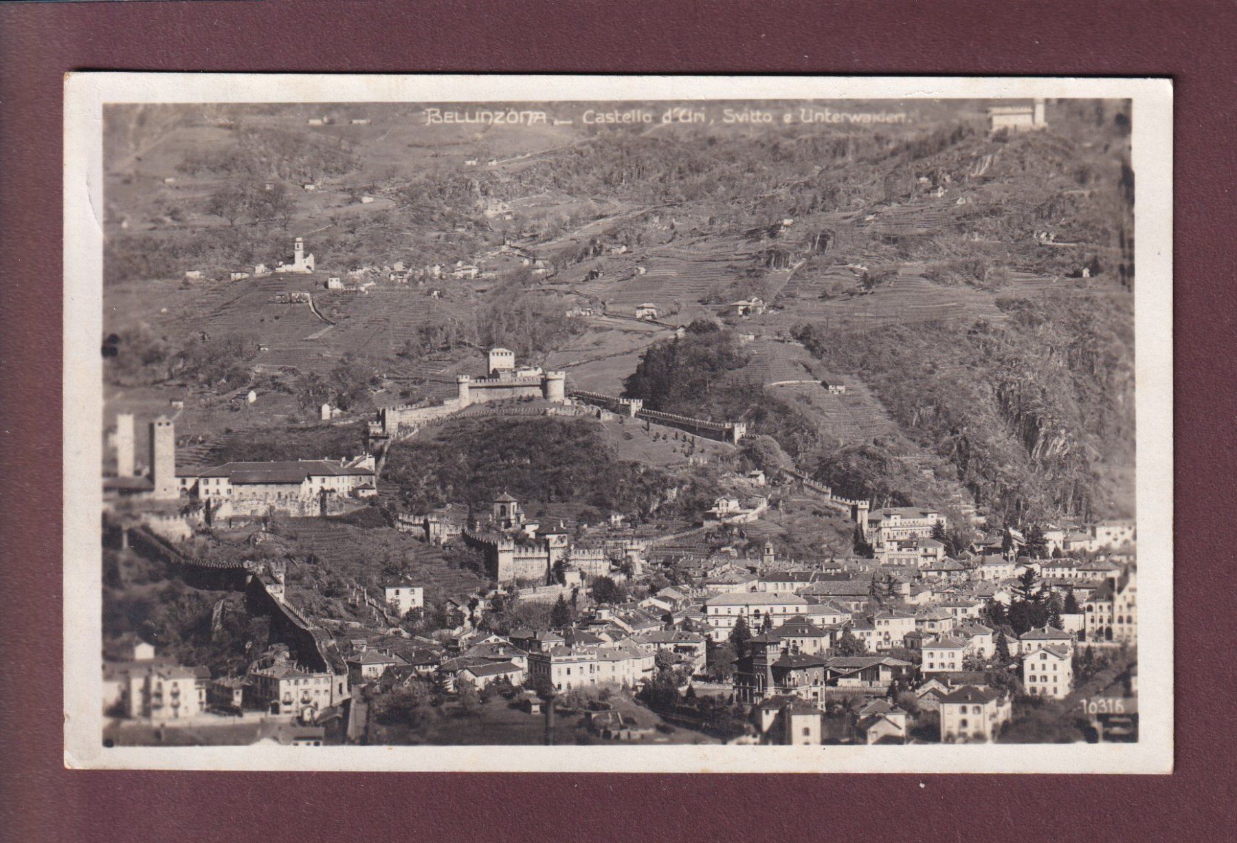 Ansichtskarten: BELLINZONA - 3 Castelli - 1928 – Gebraucht aus Pully von nicecards