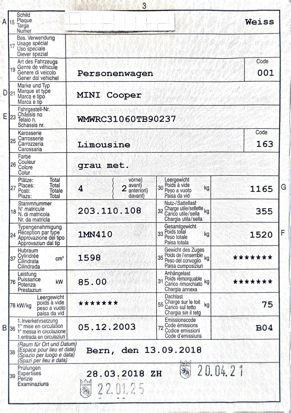 Mini Automobili: MINI Cooper  grau met. 2003 – Usato da Gümligen venduto da cec_h9gv 3