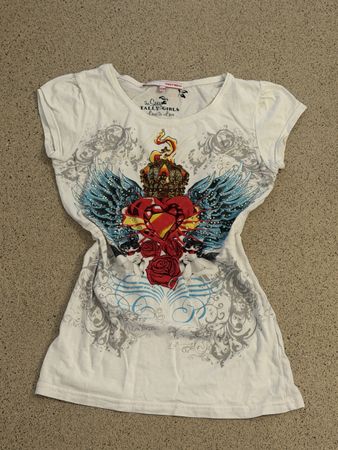 T-shirt Tally Weijl blanc taille XS/34/6 imprimé cœur