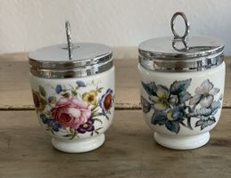 2 grosse Eierbecher Royal Worcester Porzellan Blumendekor 